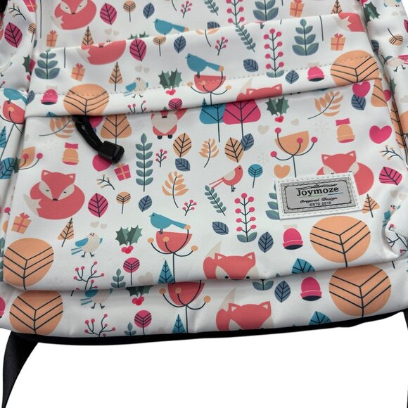 New NWT Backpack, Fox Bird Leaf Design.  Joymoze Brand White / Pink main image 5